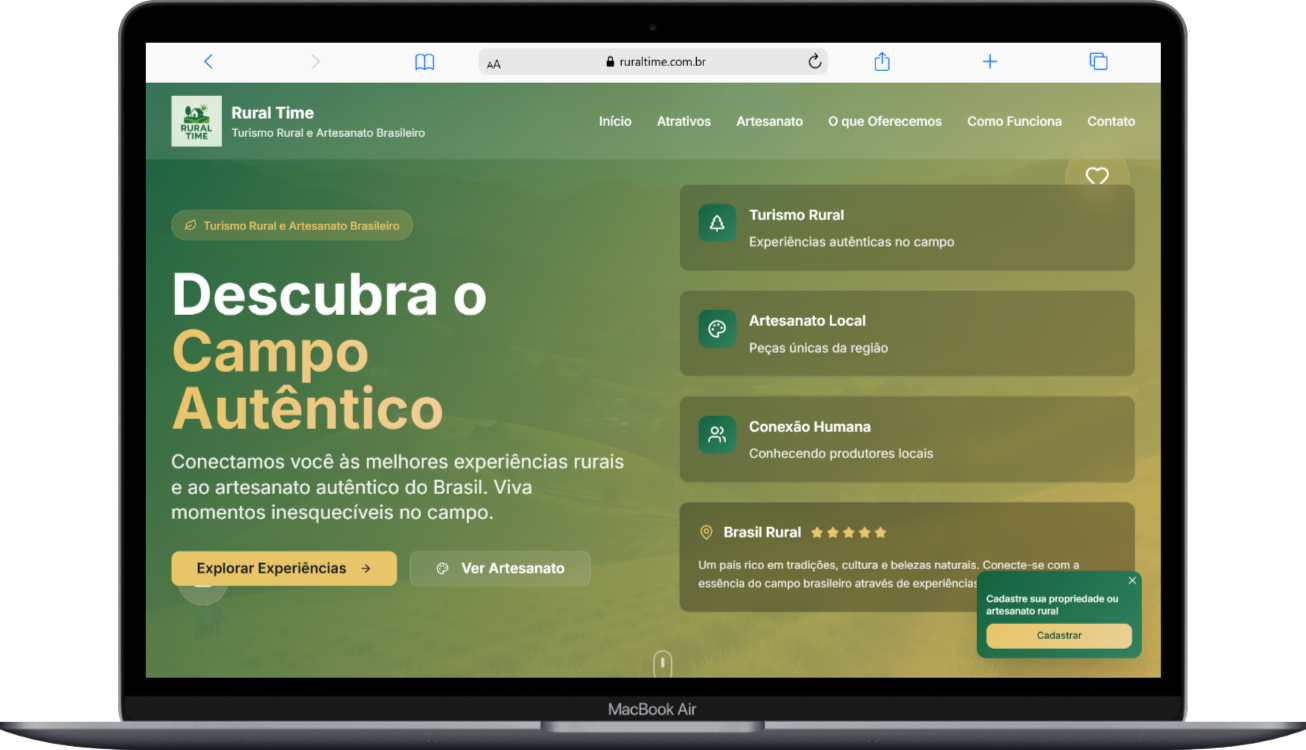 RuralTime se consolida como plataforma nacional de turismo rural e artesanato do campo