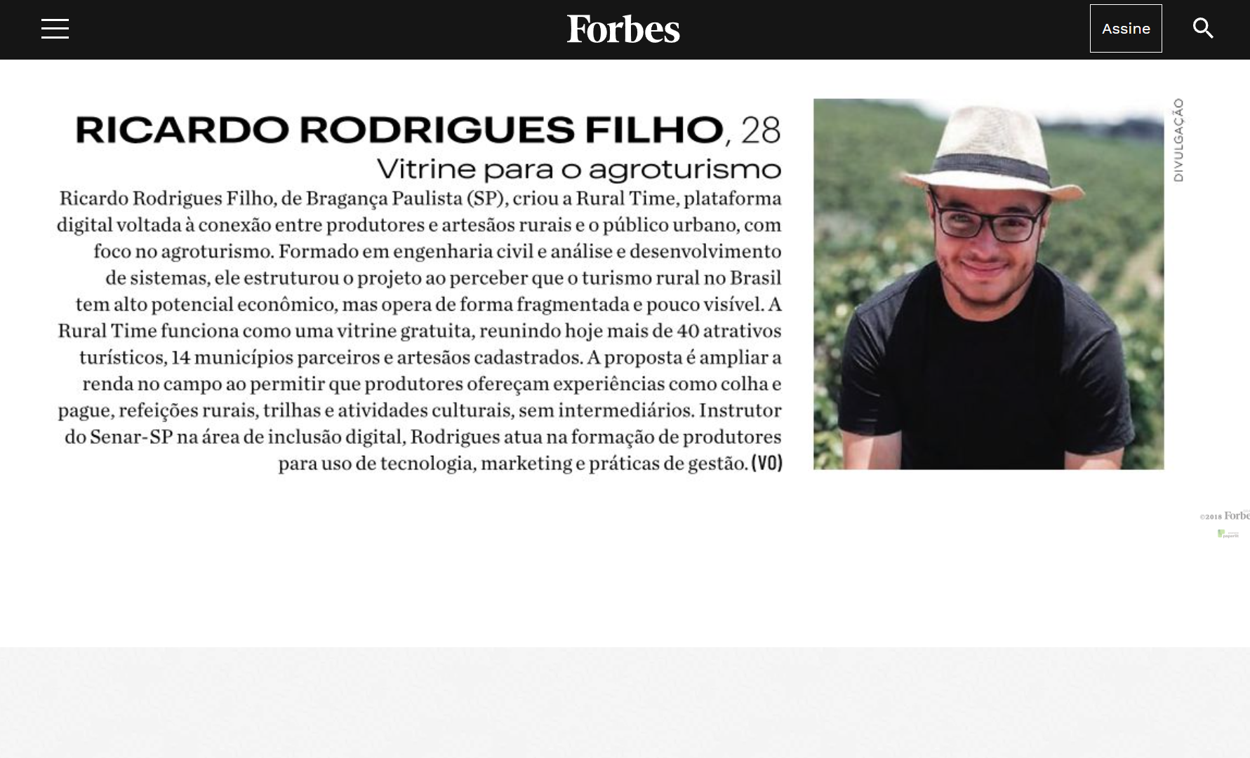 Turismo rural brasileiro ganha destaque na Forbes Under 30 com uso de tecnologia no campo